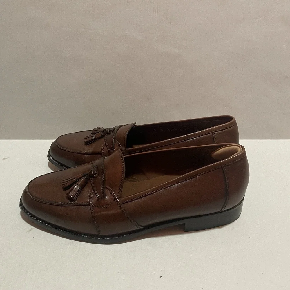 E.T. Wright Men's Brown Leather Kiltie Tassel Loafers Made In Italy Size 11 XW